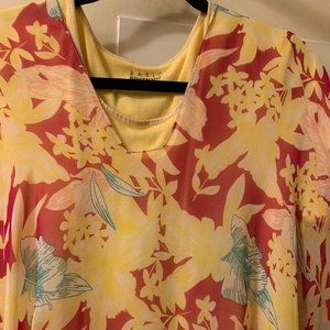 Yellow, Aqua, & Fuchsia Gauze Poncho, OSFA (runs on the L/XL side)